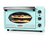 Nostalgia RTOV2AQ Large-Capacity 0.7-Cu. Ft. Capacity Multi-Functioning Retro Convection Toaster Oven, Fits 12 Slices of Bread and 2-12-Inch Pizzas, Built In Timer, Includes Baking Pan, Aqua