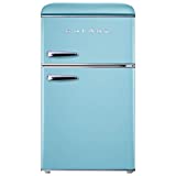 Galanz GLR31TBEER Retro Compact Refrigerator, Mini Fridge with Dual Doors, Adjustable Mechanical Thermostat with True Freezer, 3.1 Cu FT, Blue