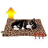 FLYSTAR Cat Bed Mat - Self Heating Warming Leopard Cute Cat Pad, Soft Flannel & Cotton, Comfortable Cat Mat Indoor Suitable for Small, Medium, Large Cats/Puppies