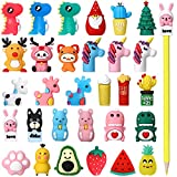 30 Pieces Pencil Toppers Animal Pencil Toppers Dinosaur Pen Toppers Clip on Pencil Classroom Prizes for Office Kids Back to School Student Supplies Party Favors (Mixed Style)