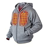 Venture Heat Unisex Heated Hoodie with Battery Pack - 11 Watt High Powered Thick Fleece Electric Sweater Jacket, Transit (M, Gray)