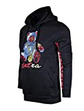 SCREENSHOTBRAND-F11972 Mens Urban Hip Hop Premium Pullover Fleece Hoodie - Activewear Street Fashion Bear Cartoon Embroidery Fleece-Black/Red-Medium