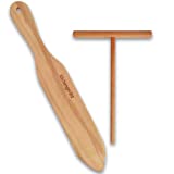 Kuchengerate 5" Inch Crepe Spreader Stick & Spatula Turner - Set of 2 - Handmade Natural Beechwood (12" Spatula Turner - 5" Spreader Stick) Crepe Pancake Maker Kit - T-Shape Construction