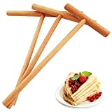 Crepe Spreader Sticks 3 Set | 3 Pcs | 7", 5", 3.5" Inches Crepe Spreader Sticks | Convenient Sizes to Fit Any Crepe Pan Maker - All Natural Handmade Beechwood T-Shape Construction