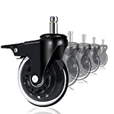 3'' 10 mm Office Chair Wheels with Brakes - FIT IKEA Chairs ONLY (5 Packs),Heavy Duty & Premium Rubber Caster Wheels，All Floors - Universal