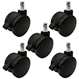 AAGUT Caster Wheels 2 Inch Replacement Office Chair Polyurethane Caster Wheels with Locking Brake Standard Stem 11x22mm Black 5 Pack