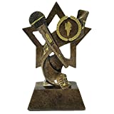 Decade Awards Microphone Trophy, Gold - Mic Drop Award - 6 Inch Tall - Engraved Plate on Request