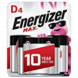 Energizer D Batteries, Premium D Cell Batteries Alkaline, 4 Count