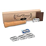 SAINT GERMAIN Premium Hand Crafted Bread Lame for Dough Scoring Knife, Lame Bread Tool for Sourdough Bread Slashing with 6 Blades Included with Replacement with Authentic Leather Protector Cover