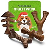 Benebone Holiday 4-Pack Durable Dog Chew Toys for Aggressive Chewers, Real Flavors, Small, Made in USA