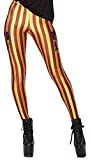 QZUnique Women's Red and Yellow Flourescent Stripe Print Shaping Leggings Yoga Pants