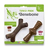 Benebone Tiny 2-Pack Maplestick/Zaggler Dog Chew Toys, Made in USA, Real Bacon Flavor