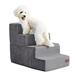 Lesure Dog Stairs for Small Dogs - Pet Stairs for High Beds and Couch, Folding Pet Steps with CertiPUR-US Certified Foam for Cat and Doggy, Non-Slip Bottom Dog Steps, Grey, 3/4/5 Steps