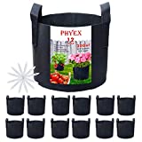 PHYEX 12-Pack 20 Gallon Nonwoven Grow Bags, Aeration Fabric Pots with Durable Handles, Come with 12 Pcs Plant Labels