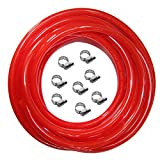 Red Gas Line Air Hose - 25ft Length CO2 Tubing Hose ID 5/16 inch OD 9/16 inch,Include 8 PCS Free Hose Clamps, Used for Draft Beer Home Brewing