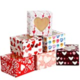 JOYIN 24 Pcs Valentines Day Bakery Treat Boxes Valentines Cupcake Boxes Valentines Cookie Boxes with Window for Holiday Pastries, Doughnut, Cookie, Cupcakes, Brownies, Truffles Gift Giving