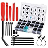 MONNNN 334Pcs Car Push Retainer Clips Push Pin Expansion Screws Replacement Kit -18 Most Popular Sizes Plastic Bumper Fender Rivets with 10 Cable Ties and Fasteners Remover