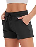 SPECIALMAGIC Womens SweatShorts Casual Summer Shorts Athletic High Waisted Shorts with Pockets for Lounge Yoga Running Sports Black L