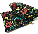 Lavender Heating Pad Microwavable - Handmade in the U.S.A by Flax Sak -Hot Pack for Cramps - Whole Body Pain Relief - Black with Butterfly