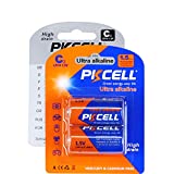 PKCELL 2 Count LR14 1.5V Alkaline C Battery, Long Lasting, All-Purpose C Battery for Household and Business