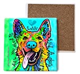 SJT ENTERPRISES, INC. German Shepherd - All You Need is Love and a Dog Absorbent Stone Coasters, 4-inch (4-Pack) Features The Artwork of Dean Russo (SJT07016)