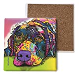SJT ENTERPRISES, INC. Labrador - All You Need is Love and a Dog Absorbent Stone Coasters, 4-inch (4-Pack) Features The Artwork of Dean Russo (SJT07025)