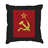 LA Pop Art Throw Pillow Cover - Lyrics to The Soviet National Anthem Black