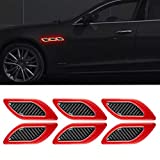 TOMALL 6Pcs 3D Strong Reflective Stripe Stickers for Car Fender Hood Bumper High-Intensity Night Visibility Reflective Decal Safety Warning Diamond Grade Carbon Fiber Universal for Car SUV (Red)