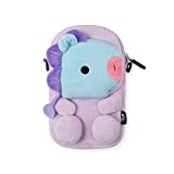 BT21 Baby Series MANG Character Plush Coin Purse Makeup Toiletry Pouch Card Wallet with Lanyard, Light Purple