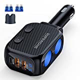 SUPERONE 180W Cigarette Lighter Splitter with 20W PD, 2-Socket Cigarette Lighter Adapter, Fast USB C Car Charger with Type-C 20W PD & QC 3.0 for Dash Cam, GPS, Laptop/iPad/iPhone 14/13/12/11/X/Samsung