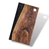 Handmade Walnut Charcuterie Board with Epoxy Resin – Host your guests with the ultimate Cheese Board – Perfect for Wedding Gifts – Durable and Food Safe (Charcoal Black, Shoreline Series)