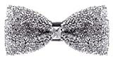 Man of Men Silver Bow Tie for Men, Rhinestone Bow Ties for Men, Pre Tied Sequin Bowties with Adjustable Length, Huge Variety Colors Available (Jewels - Silver)