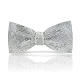 White rhinestones bow tie, White bow tie, Silver bow tie, Silver rhinestones pre tied bow tie, CK Bow Tie