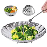 Steamer Basket Stainless Steel Instant Pot Accessories for Food and Vegetable, Zocy Premium Expandable Steam Basket to Fit Various Size Pots Medium (6.1" to 10.5"))