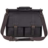 Kenneth Cole Reaction Colombian Leather Dual Compartment Flapover 15" Laptop Dowelrod Business Portfolio, Brown