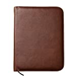 Maruse Personalized Italian Leather Executive Padfolio, Leather Portfolio Laptop Sleeve with Zip Closure and Writing Pad, Brown