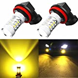 Alla Lighting H11 H8 LED Bulbs, 3000K Golden Yellow H16 Fog Lights or Daytime Running Lights(DRL) Lamps, 360 Xtreme Super Bright High Power 3030 SMD Replacement for Cars,Trucks, SUVs, Vans