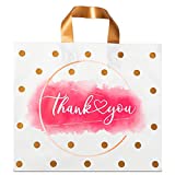 Extra-Thick Thank You Bags for Business Small, 12'' x 14'' Plastic Shopping Bags for Boutique, 50 Count Retail Bags, Merchandise Bags with Soft Loop Handles for Customers/Office/Family/Class Holiday Party