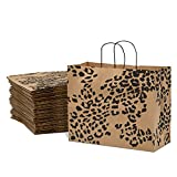 Brown Paper Bags with Handles Animal Prints - Cheetah, Zebra, Leopard – 16x6x12 inches 100 Pcs. Shopping, Trendy, Bulk, Gift, Kraft, Party, Favor, Take-Out, Merchandise, Retail, PCW, Vogue Large