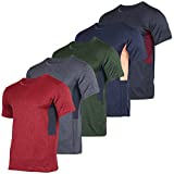 Men's Quick Dry Fit Dri-Fit Short Sleeve Active Wear Training Athletic Essentials Crew T-Shirt Fitness Gym Wicking Tee Workout Casual Sports Running Tennis Exercise Undershirt Top - 5 Pack,Set 5-XXL
