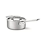 All-Clad D5 5-Ply Stainless Steel Sauce Pan with Lid 3 Quart Induction Oven Broil Safe 600F Pots and Pans, Cookware