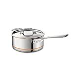 All-Clad Copper Core 5-Ply Stainless Steel Saucepan with Lid 3 Quart Induction Oven Broil Safe 600F Pots and Pans, Cookware