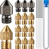 MK8 Nozzle 3D Printer Extruder Nozzles Hardened Steel, Brass Nozzle 0.4 mm High Temperature Pointed Wear Resistant Nozzle and 0.4 mm Cleaning Needles Compatible with Makerbot, Ender 3 (17)