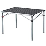 KingCamp Aluminum Folding Lightweight Roll Portable Stable Table for Camping Picnic Barbecue Backyard Party, Indoor & Outdoor, Oversize, Silver Black