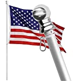 HOOPLE Flag Pole, 6 Foot Tangle Free Spinning Flag Pole for Outside House, Aluminum Rotating Flagpoles, High Wind Resistant Rustproof, Residential or Commerical Flagpole for Garden Boat Truck (Grey)
