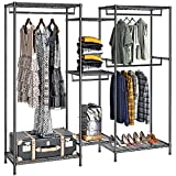 VIPEK V6 Wire Garment Rack 5 Tiers Heavy Duty Clothes Rack Clothes Wardrobe Closet Compact Metal Clothing Rack with Adjustable Shelves for Large Storage, 74.4" L x 17.7" W x 76.8" H, Black
