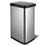 Glad Stainless Steel Trash Can with Clorox Odor Protection | Touchless Metal Kitchen Garbage Bin with Soft Close Lid and Waste Bag Roll Holder, 20 Gallon, Motion Sensor