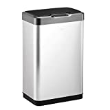 EKO Mirage-T 50 Liter / 13.2 Gallon Touchless Rectangular Motion Sensor Trash Can, Brushed Stainless Steel Finish