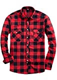 Alimens & Gentle Men's Button Down Regular Fit Long Sleeve Plaid Flannel Casual Shirts Color: Red, Size: XX-Large