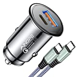 AINOPE USB C Car Charger 48W Super Mini All Metal Fast USB Car Charger Adapter PD&QC 3.0 Dual Port Compatible with iPhone 13 12 11 Pro Max X XR XS 8 Samsung Galaxy Note 20/10 S21/20/10 Google Pixel
